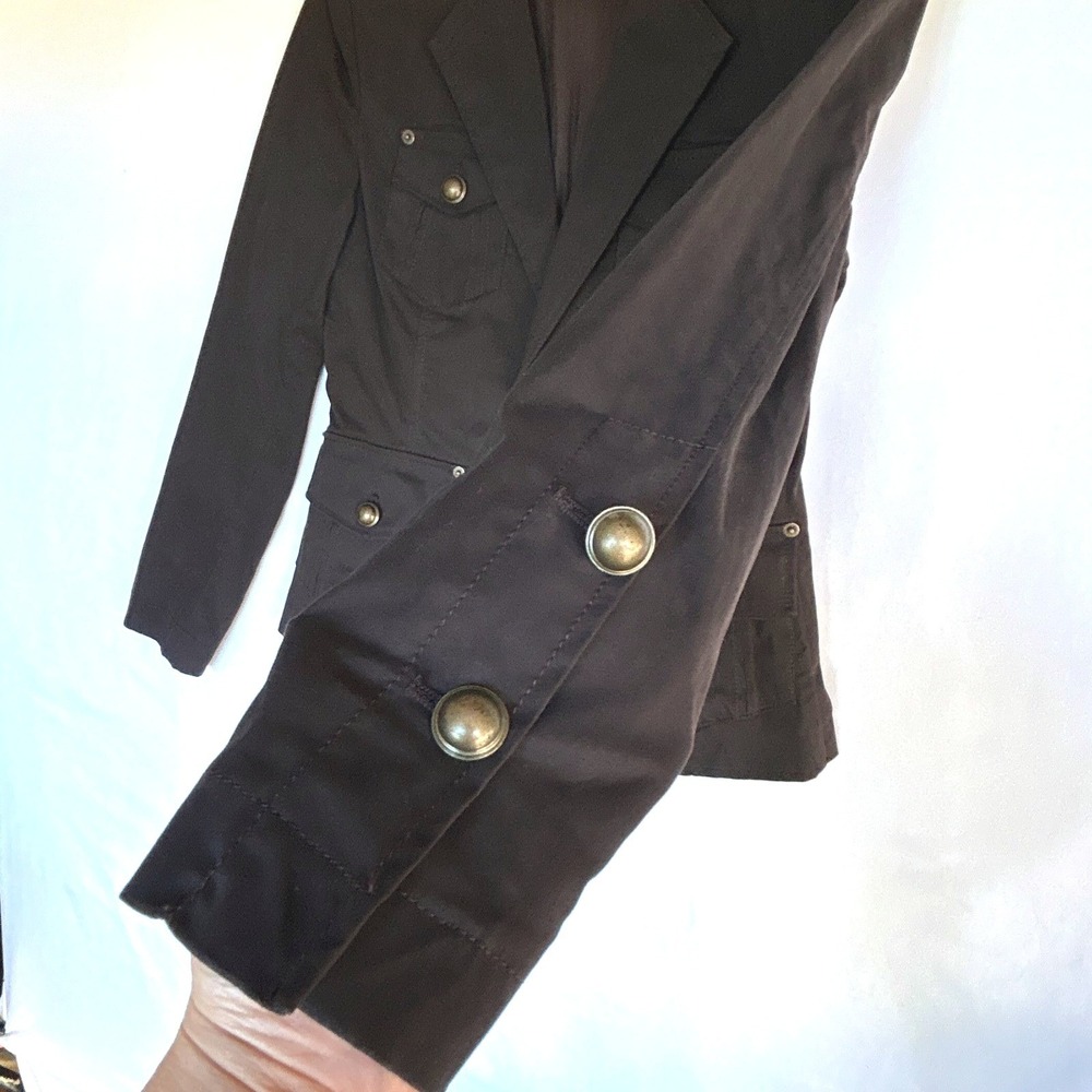 VTG Military Blazer Jacket Women M Gold Metal Buttons Epaulets Utility Cargo Y2k - Picture 6 of 12